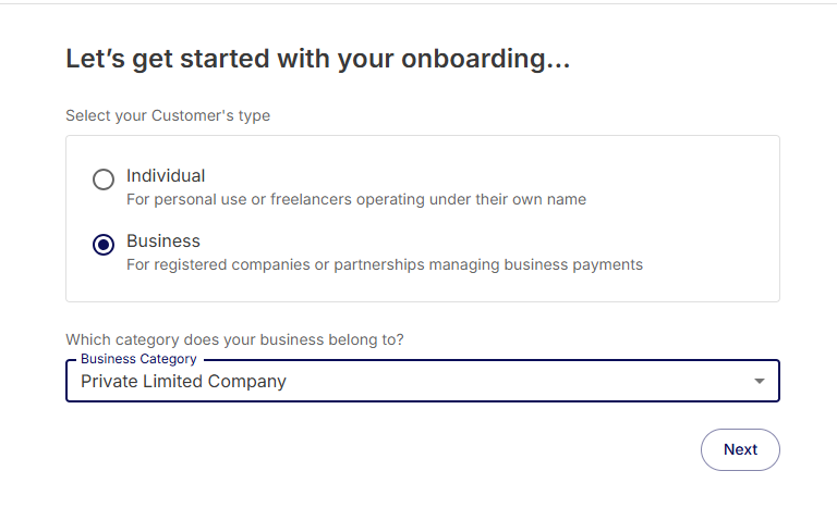 Choose customer type